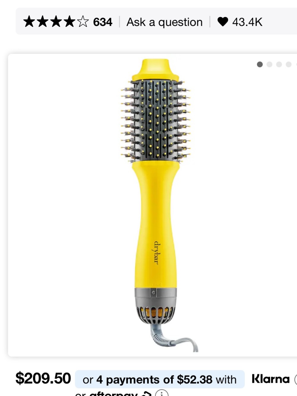 Drybar Yellow Hot Air Styling Brush with Venting